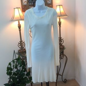 BCBG MaxAriza beige midi sheath dress